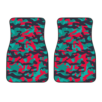 Pink Teal And Black Camouflage Print Front Car Floor Mats