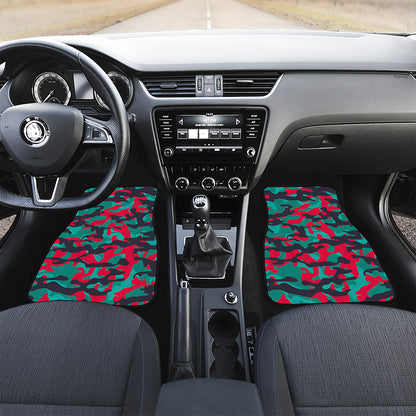 Pink Teal And Black Camouflage Print Front Car Floor Mats