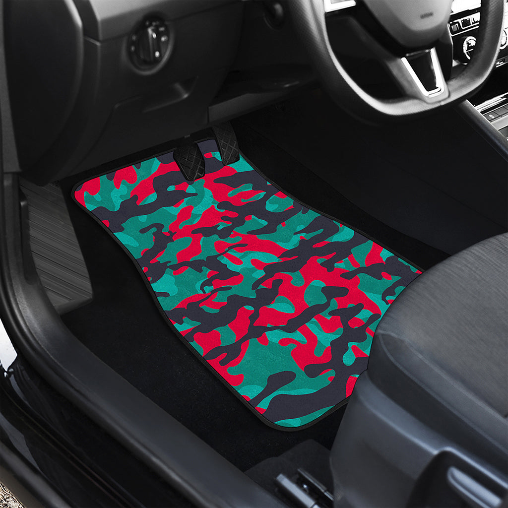 Pink Teal And Black Camouflage Print Front Car Floor Mats