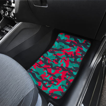 Pink Teal And Black Camouflage Print Front Car Floor Mats