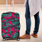 Pink Teal And Black Camouflage Print Luggage Cover GearFrost