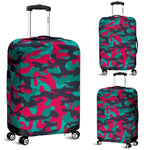 Pink Teal And Black Camouflage Print Luggage Cover GearFrost