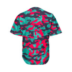 Pink Teal And Black Camouflage Print Men's Baseball Jersey