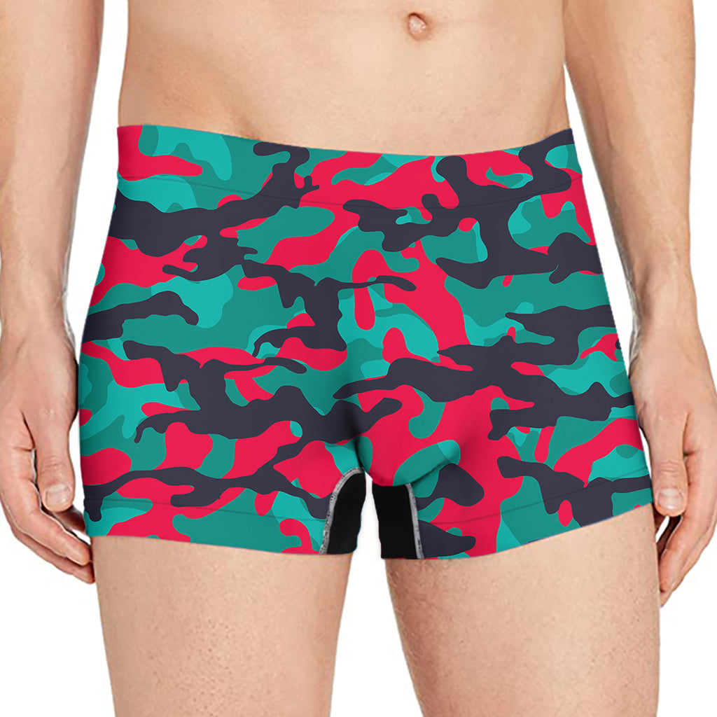Pink Teal And Black Camouflage Print Men's Boxer Briefs