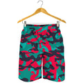 Pink Teal And Black Camouflage Print Men's Shorts