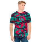 Pink Teal And Black Camouflage Print Men's T-Shirt