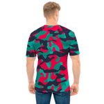 Pink Teal And Black Camouflage Print Men's T-Shirt