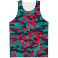 Pink Teal And Black Camouflage Print Men's Tank Top