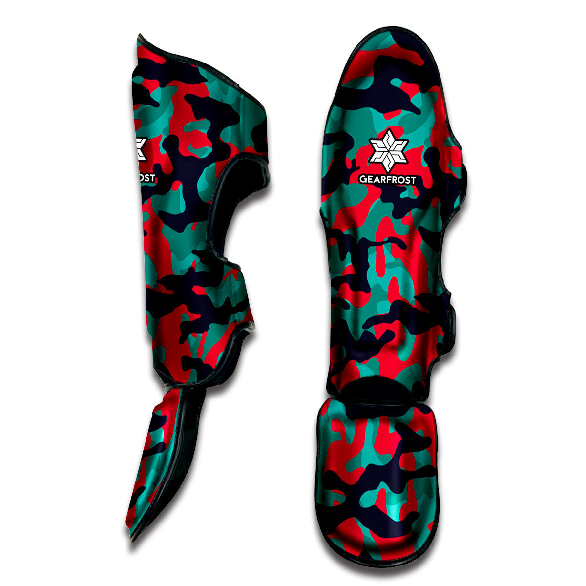 Pink Teal And Black Camouflage Print Muay Thai Shin Guard