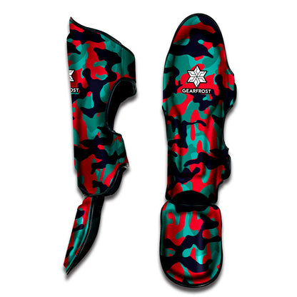 Pink Teal And Black Camouflage Print Muay Thai Shin Guard