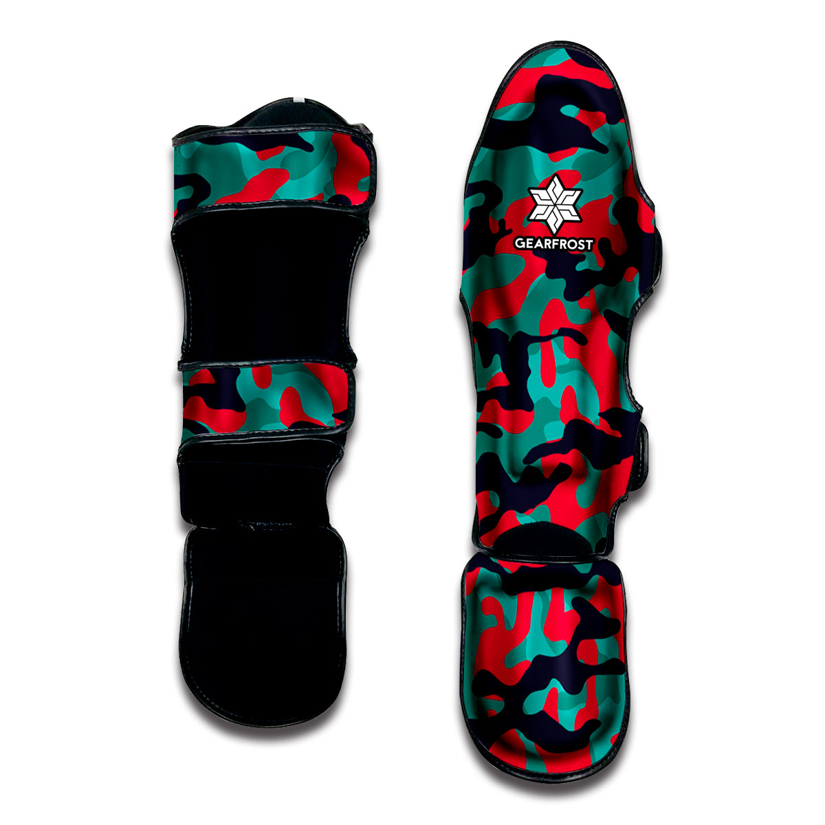 Pink Teal And Black Camouflage Print Muay Thai Shin Guard