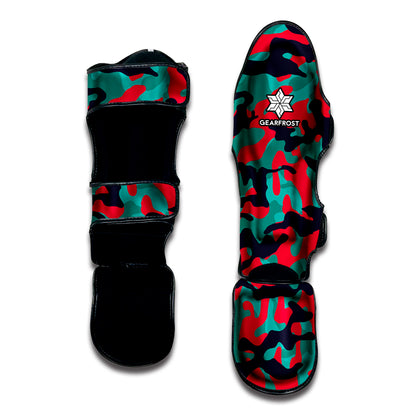 Pink Teal And Black Camouflage Print Muay Thai Shin Guard