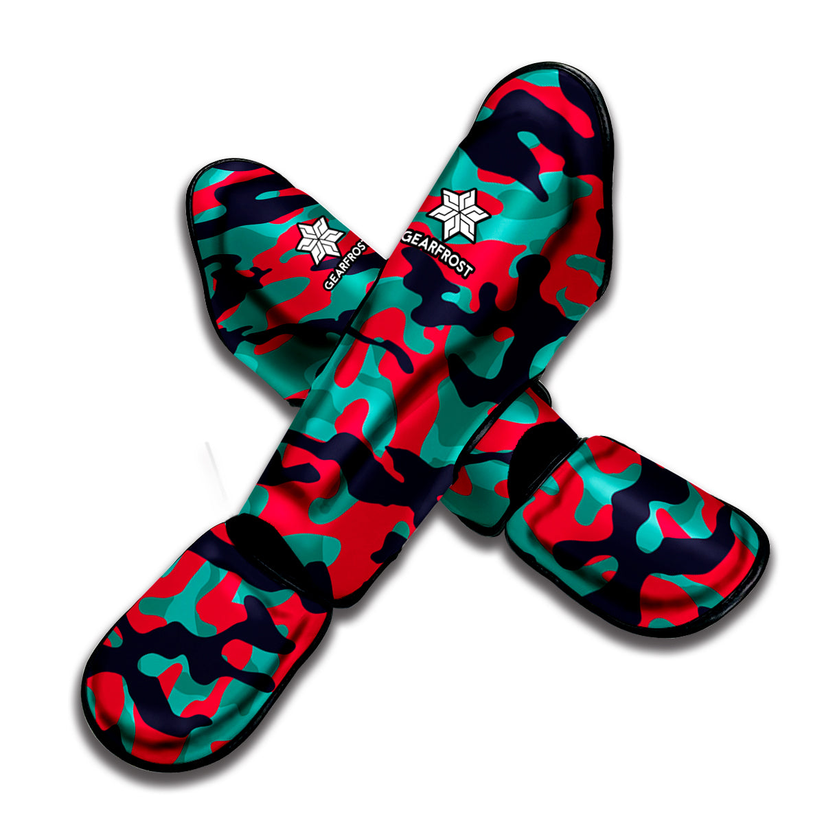 Pink Teal And Black Camouflage Print Muay Thai Shin Guard