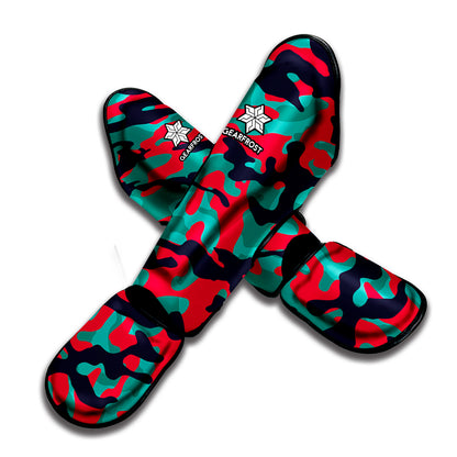Pink Teal And Black Camouflage Print Muay Thai Shin Guard