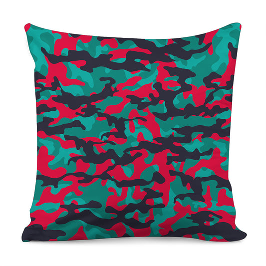 Pink Teal And Black Camouflage Print Pillow Cover