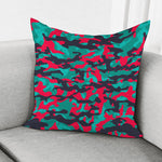 Pink Teal And Black Camouflage Print Pillow Cover