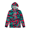 Pink Teal And Black Camouflage Print Pullover Hoodie