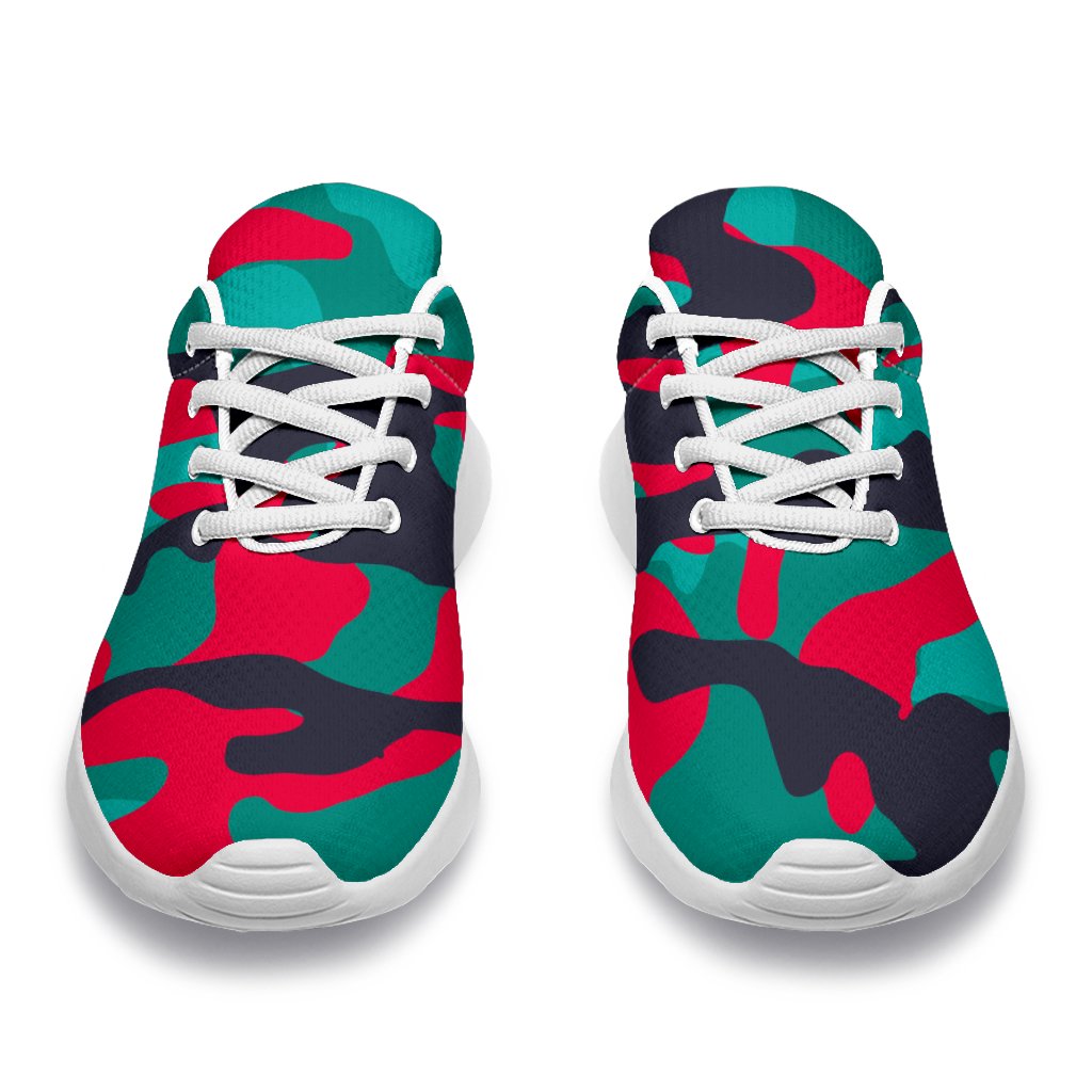 Pink Teal And Black Camouflage Print Sport Shoes GearFrost