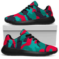 Pink Teal And Black Camouflage Print Walking Shoes