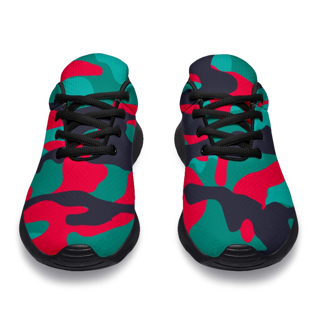 Pink Teal And Black Camouflage Print Sport Shoes GearFrost