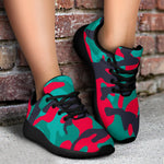 Pink Teal And Black Camouflage Print Sport Shoes GearFrost