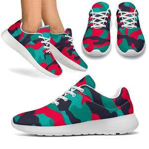 Pink Teal And Black Camouflage Print Sport Shoes GearFrost