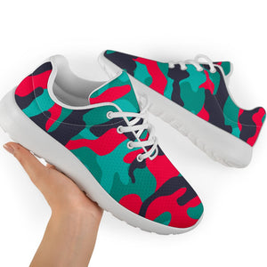 Pink Teal And Black Camouflage Print Sport Shoes GearFrost