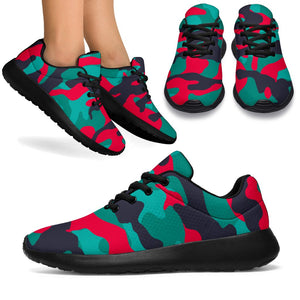 Pink Teal And Black Camouflage Print Sport Shoes GearFrost