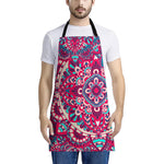 Pink Teal Bohemian Mandala Pattern Print Apron