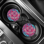 Pink Teal Bohemian Mandala Pattern Print Car Coasters