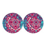 Pink Teal Bohemian Mandala Pattern Print Car Coasters