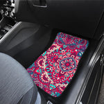 Pink Teal Bohemian Mandala Pattern Print Front and Back Car Floor Mats