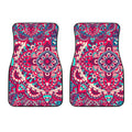 Pink Teal Bohemian Mandala Pattern Print Front Car Floor Mats