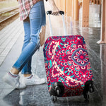 Pink Teal Bohemian Mandala Pattern Print Luggage Cover GearFrost