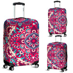 Pink Teal Bohemian Mandala Pattern Print Luggage Cover GearFrost