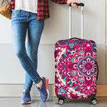 Pink Teal Bohemian Mandala Pattern Print Luggage Cover GearFrost