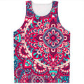 Pink Teal Bohemian Mandala Pattern Print Men's Tank Top
