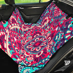 Pink Teal Bohemian Mandala Pattern Print Pet Car Back Seat Cover