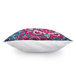 Pink Teal Bohemian Mandala Pattern Print Pillow Cover