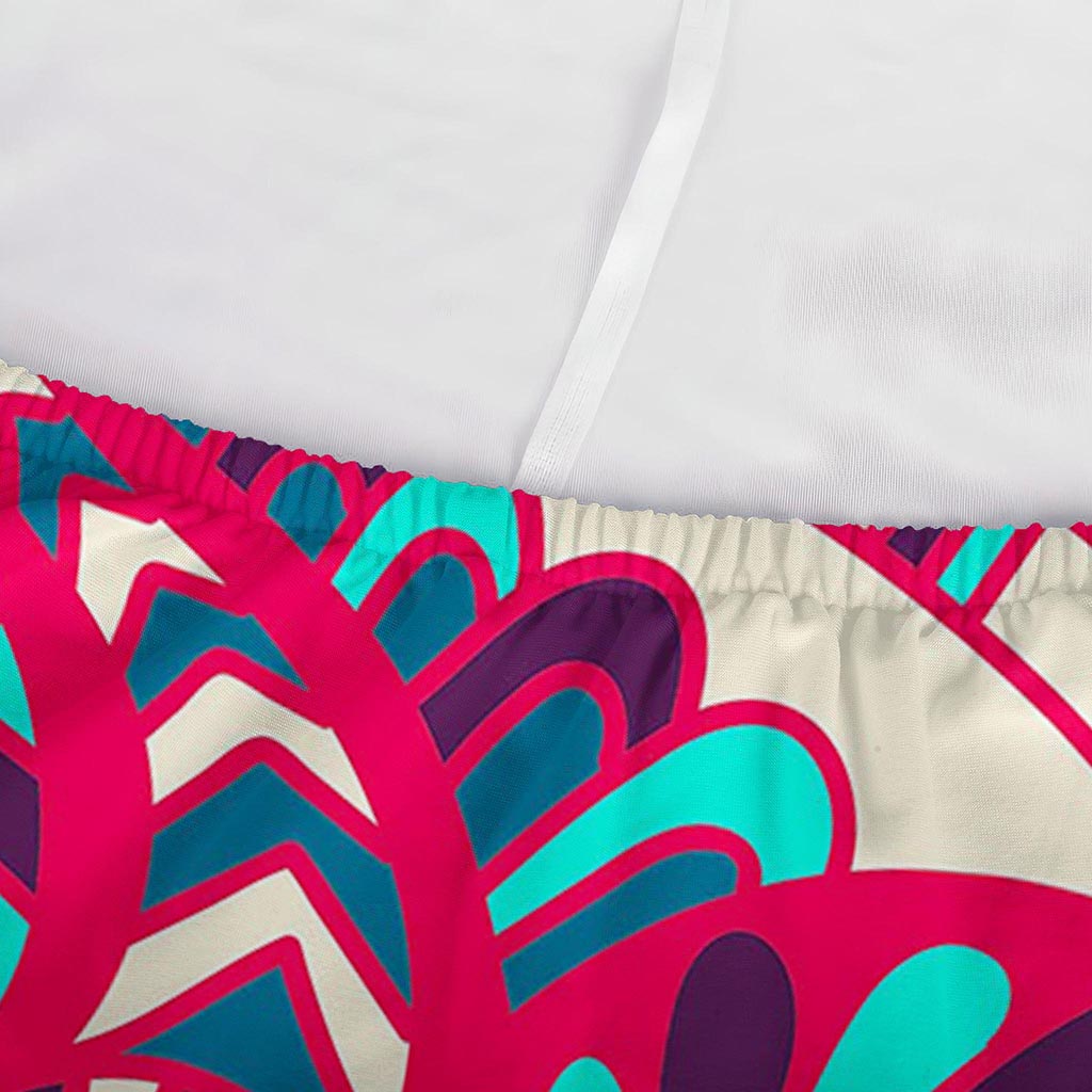 Pink Teal Bohemian Mandala Pattern Print Sofa Cover