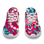 Pink Teal Bohemian Mandala Pattern Print Sport Shoes GearFrost