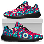 Pink Teal Bohemian Mandala Pattern Print Sport Shoes GearFrost