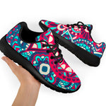 Pink Teal Bohemian Mandala Pattern Print Sport Shoes GearFrost