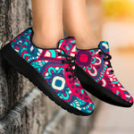 Pink Teal Bohemian Mandala Pattern Print Sport Shoes GearFrost