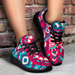 Pink Teal Bohemian Mandala Pattern Print Sport Shoes GearFrost