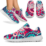 Pink Teal Bohemian Mandala Pattern Print Sport Shoes GearFrost