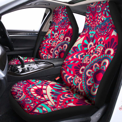 Pink Teal Bohemian Mandala Pattern Print Universal Fit Car Seat Covers