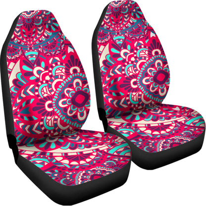 Pink Teal Bohemian Mandala Pattern Print Universal Fit Car Seat Covers