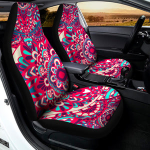 Pink Teal Bohemian Mandala Pattern Print Universal Fit Car Seat Covers