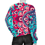 Pink Teal Bohemian Mandala Pattern Print Women's Crewneck Sweatshirt GearFrost